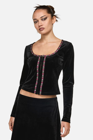 Black Friday - Squire Goth Velour Cardigan - black