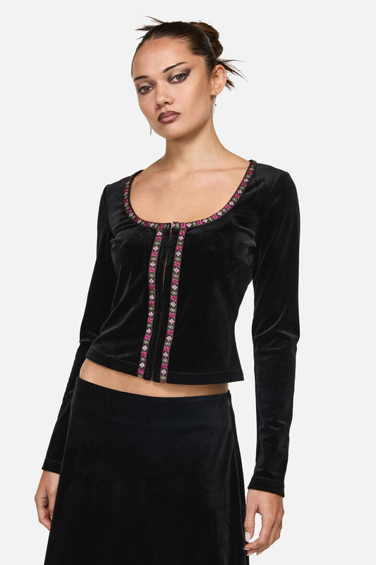 Black Friday - Squire Goth Velour Cardigan - black