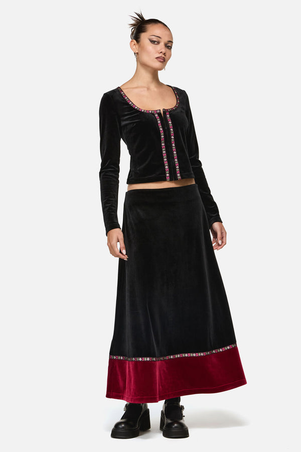 Black Friday - Squire Goth Velour Midi Skirt - black
