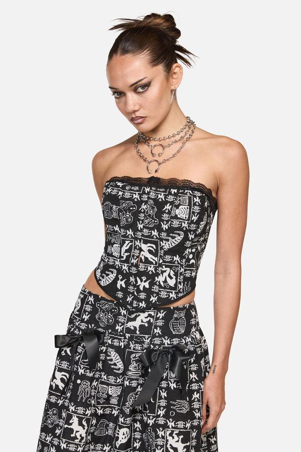 Black Friday - Manuscript Goth Corset Top - black