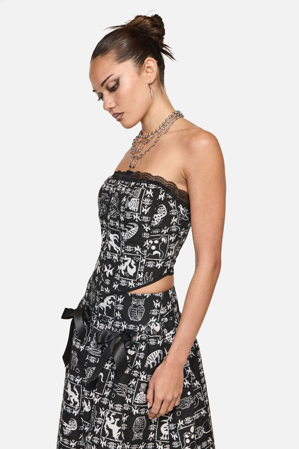 Black Friday - Manuscript Goth Corset Top - black