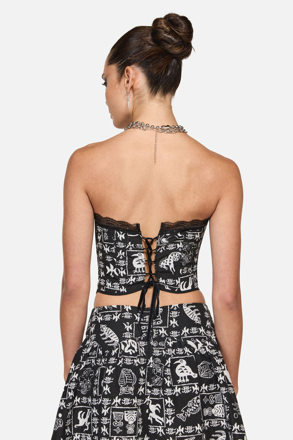 Black Friday - Manuscript Goth Corset Top - black