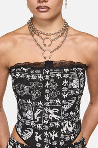 Black Friday - Manuscript Goth Corset Top - black