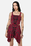 Black Friday - Rad Goth Tartan Corset - black-red