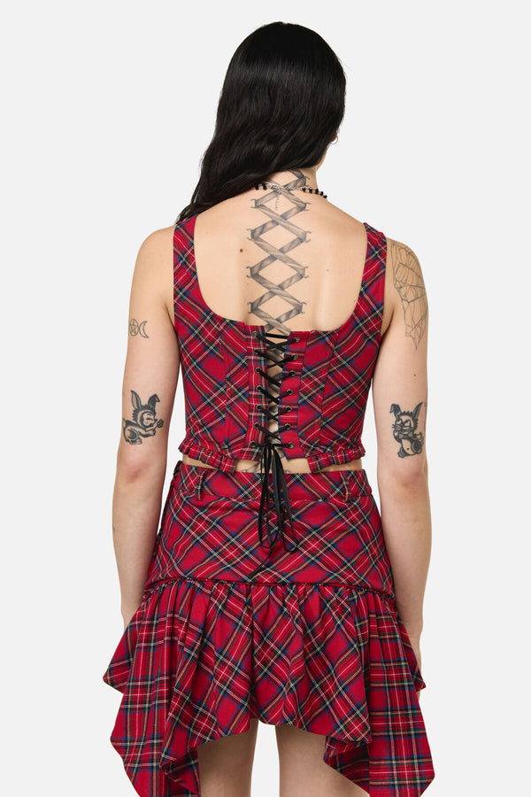 Black Friday - Rad Goth Tartan Corset - black-red