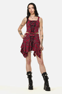 Black Friday - Rad Goth Tartan Corset - black-red