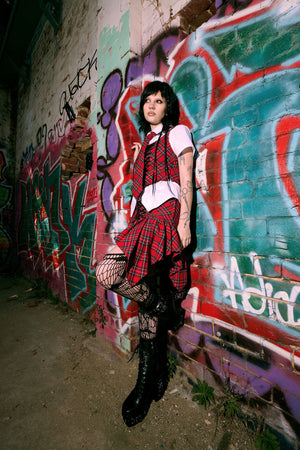Black Friday - Rad Goth Hanky Tartan Skort - black-red