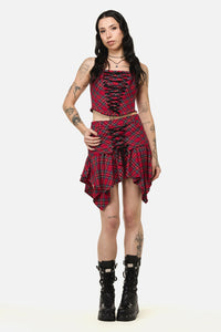 Black Friday - Rad Goth Hanky Tartan Skort - black-red