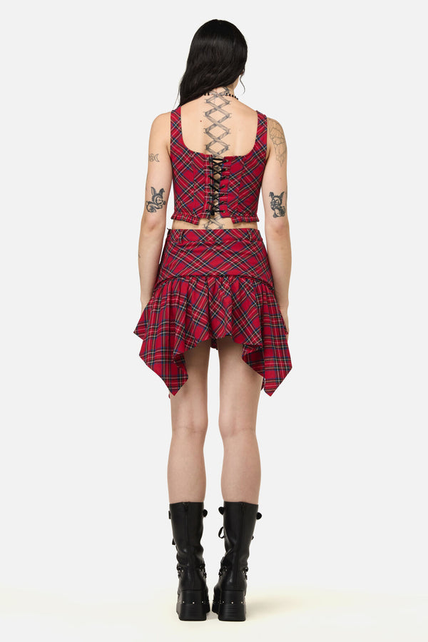 Black Friday - Rad Goth Hanky Tartan Skort - black-red