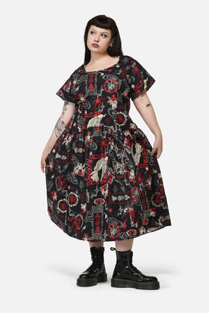 Black Friday - Curve Purgatory Goth Midi Dress - black