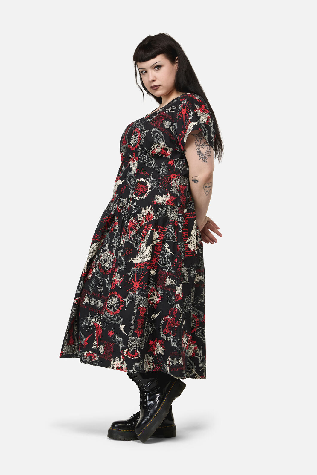 Black Friday - Curve Purgatory Goth Midi Dress - black