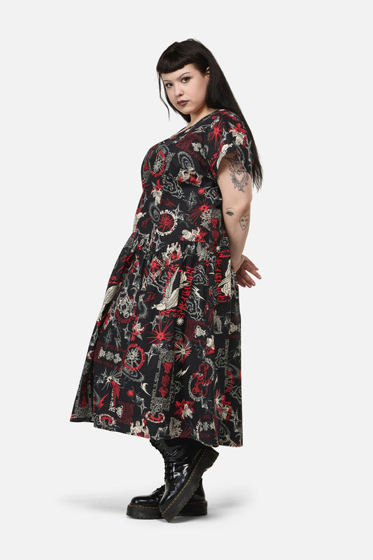 Black Friday - Curve Purgatory Goth Midi Dress - black