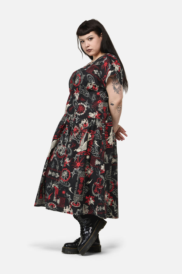 Black Friday - Curve Purgatory Goth Midi Dress - black