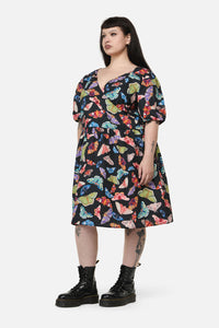 Black Friday - Curve Swarm Goth Wrap Dress - multi