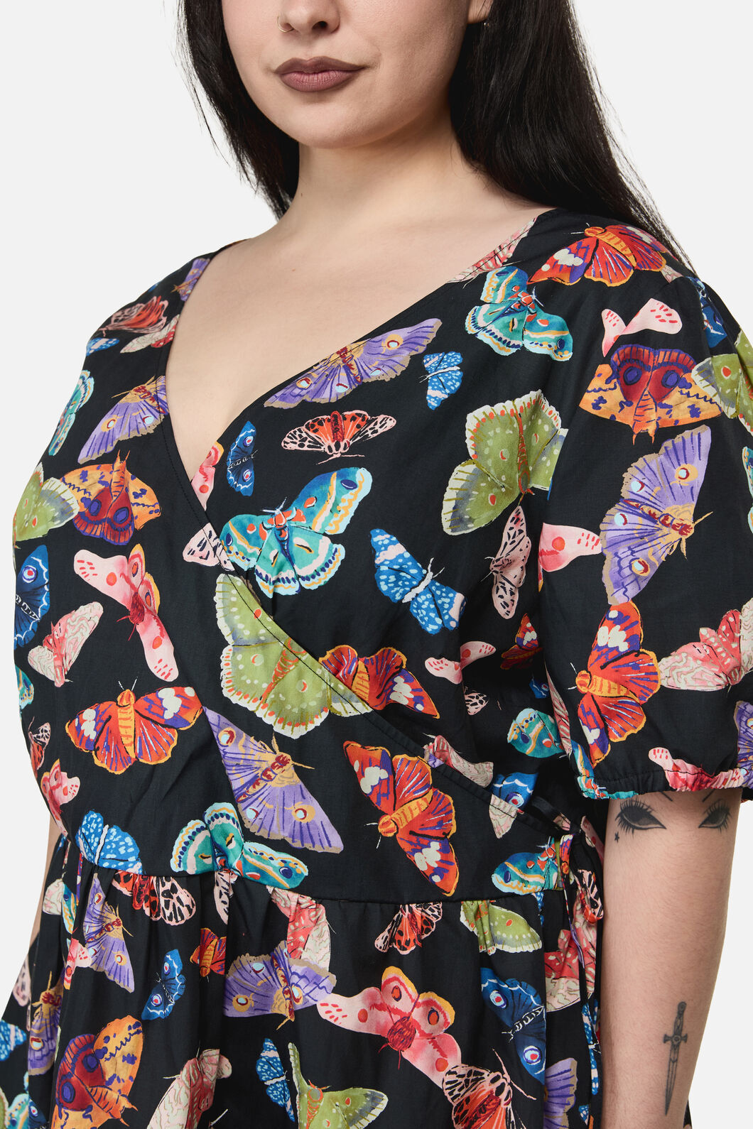 Black Friday - Curve Swarm Goth Wrap Dress - multi