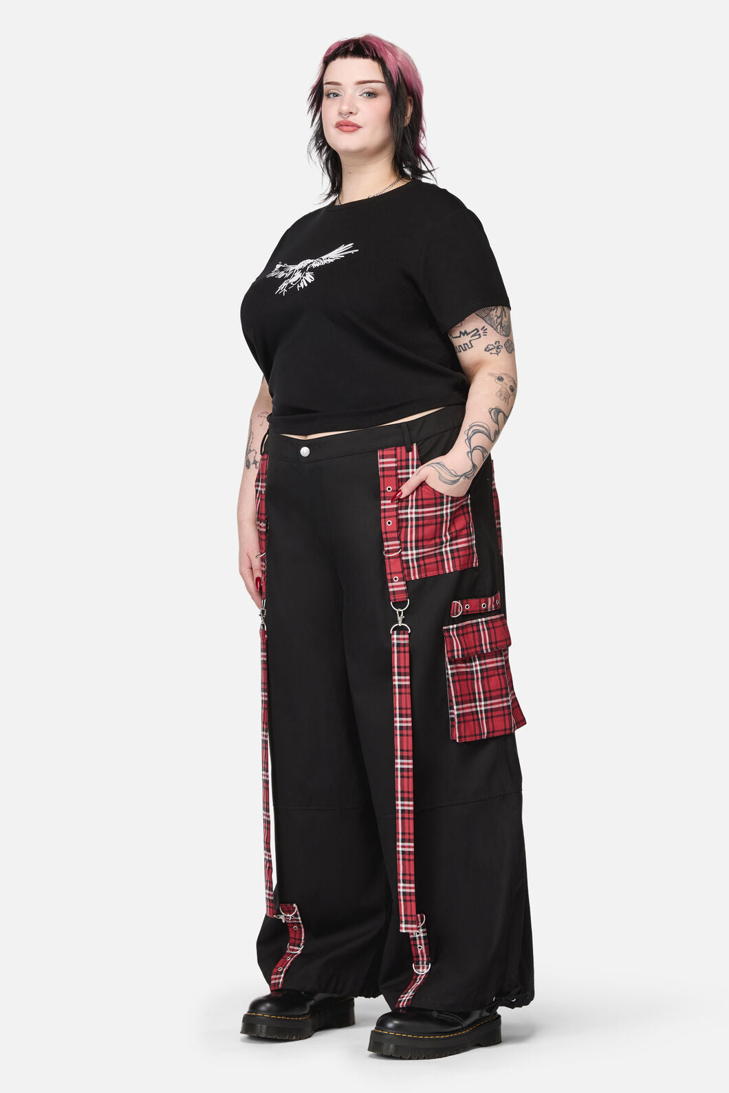 Black Friday - Curve Louve Punk Tartan Cargo - red-black