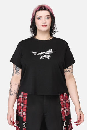 Black Friday - Curve Corbeau Print Fitted T-Shirt - black