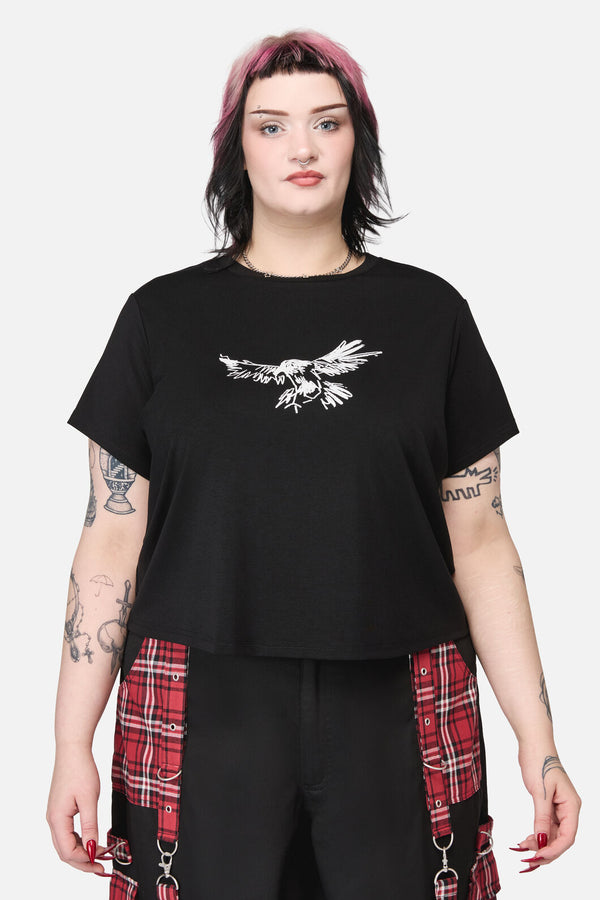 Black Friday - Curve Corbeau Print Fitted T-Shirt - black