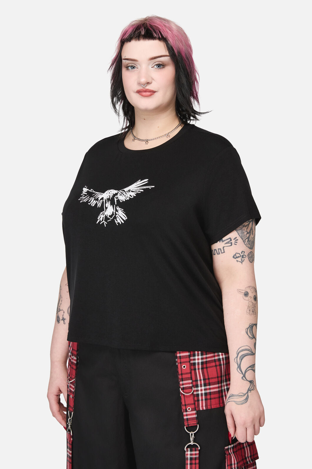Black Friday - Curve Corbeau Print Fitted T-Shirt - black