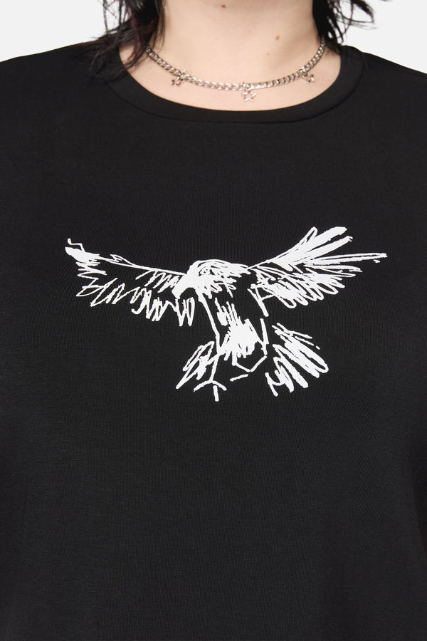Black Friday - Curve Corbeau Print Fitted T-Shirt - black