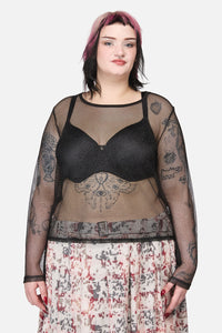 Black Friday - Curve Opulent Mesh Top - black