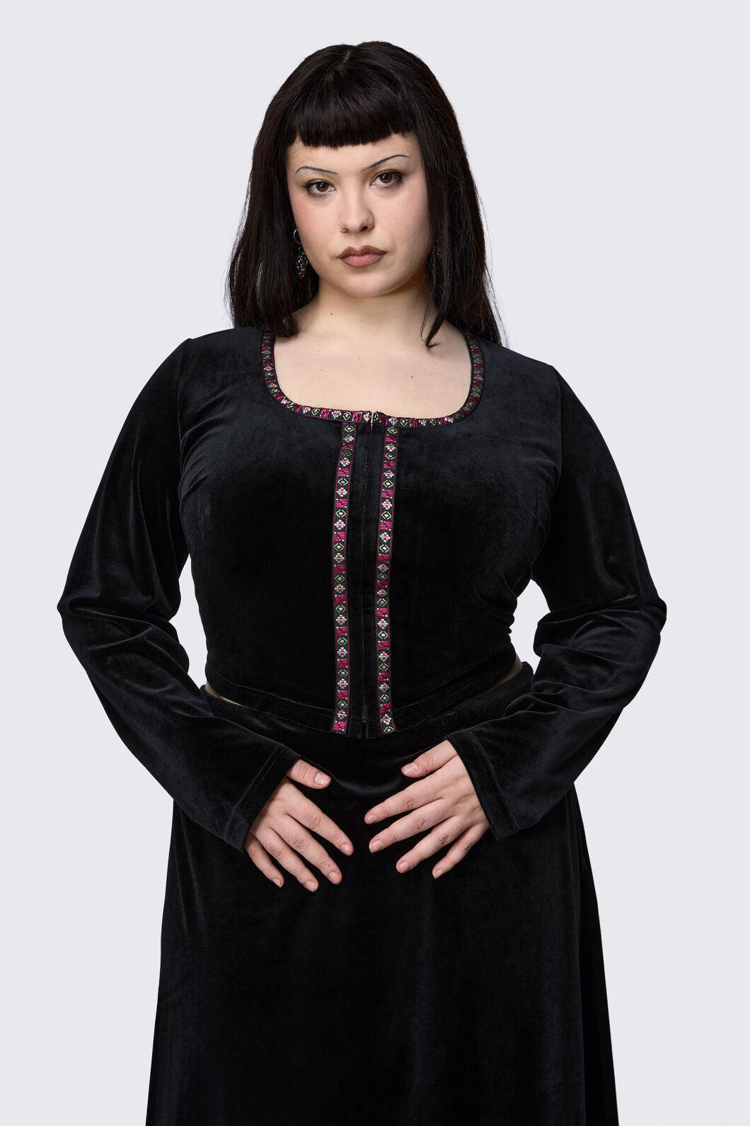 Black Friday - Curve Squire Goth Velour Cardigan - black
