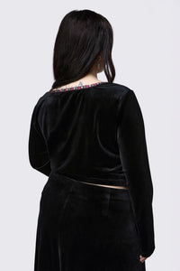 Black Friday - Curve Squire Goth Velour Cardigan - black