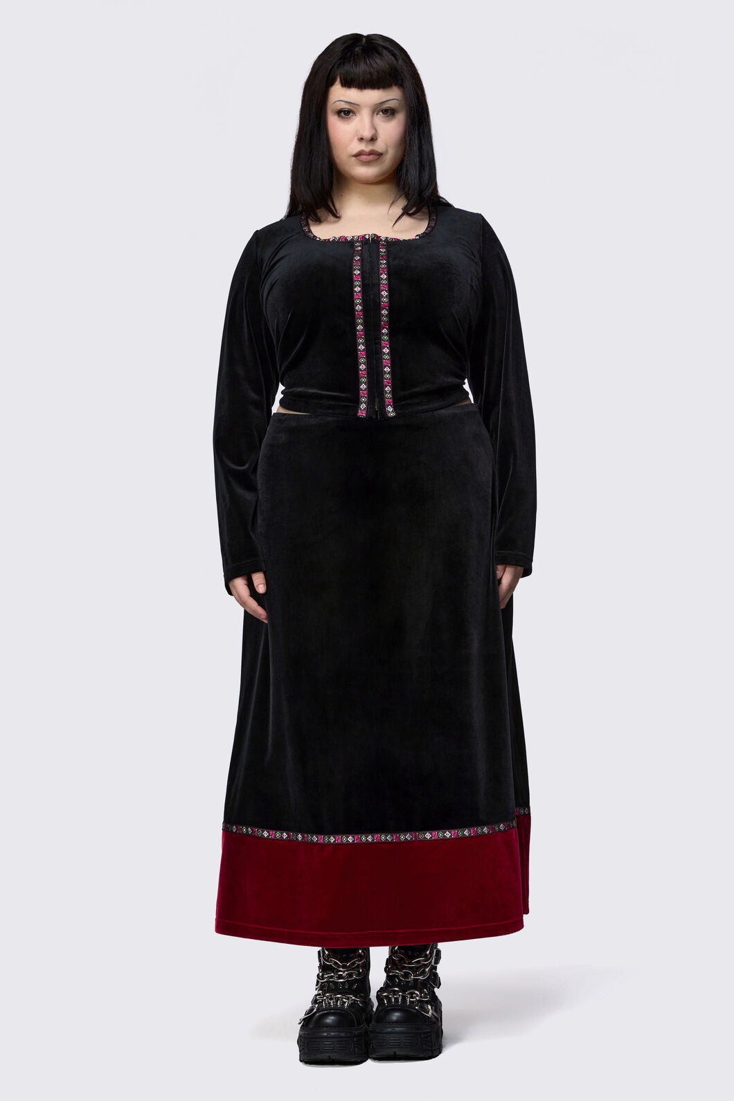 Black Friday - Curve Squire Goth Velour Cardigan - black