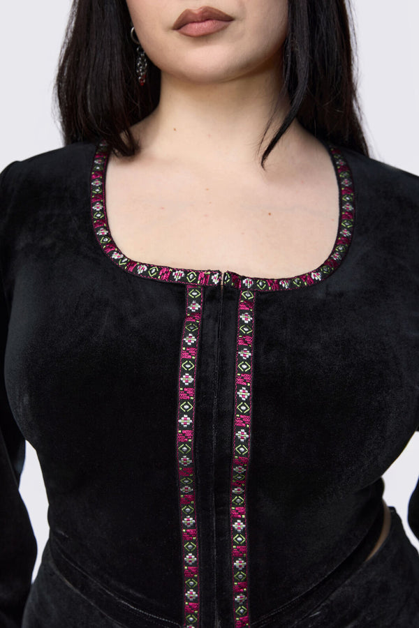 Black Friday - Curve Squire Goth Velour Cardigan - black