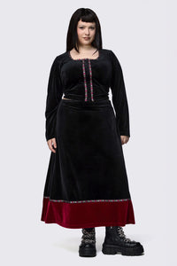 Black Friday - Curve Squire Goth Velour Midi Skirt - black