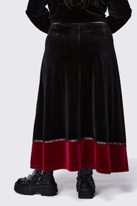 Black Friday - Curve Squire Goth Velour Midi Skirt - black
