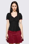 Black Friday - Trad Emo Soft Goth Ruffle Top - black