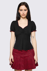 Black Friday - Trad Emo Soft Goth Ruffle Top - black