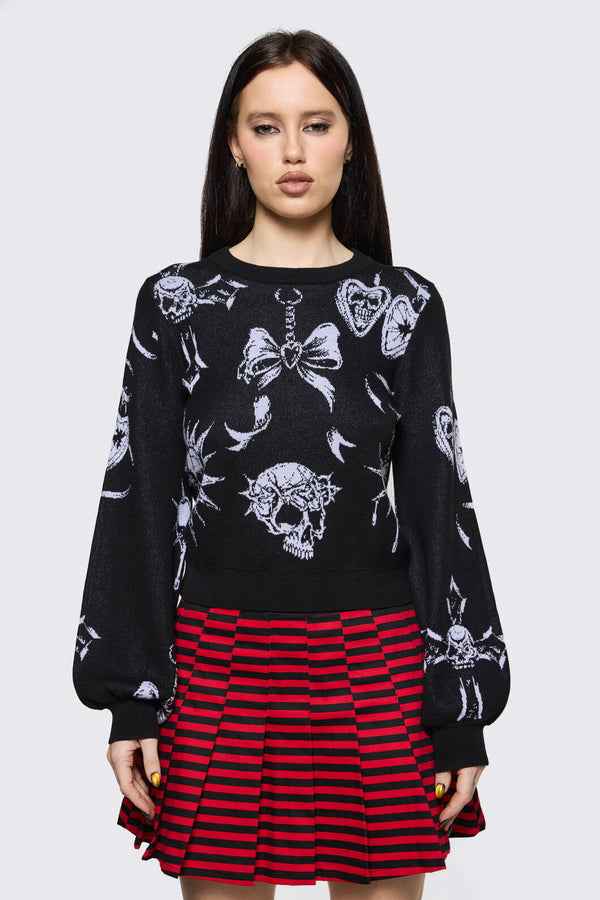 Black Friday - Trad Emo Long Sleeve Art Knit - black