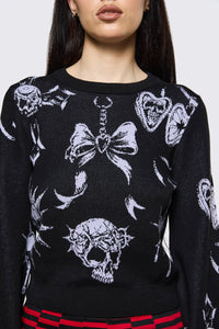 Black Friday - Trad Emo Long Sleeve Art Knit - black