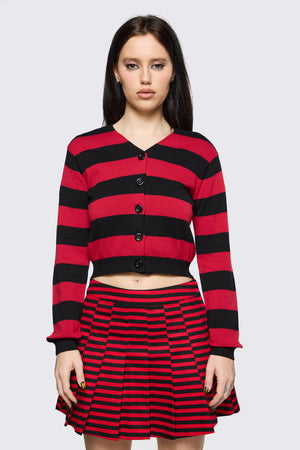 Black Friday - Trad Emo Big Stripe Cardigan - black-red