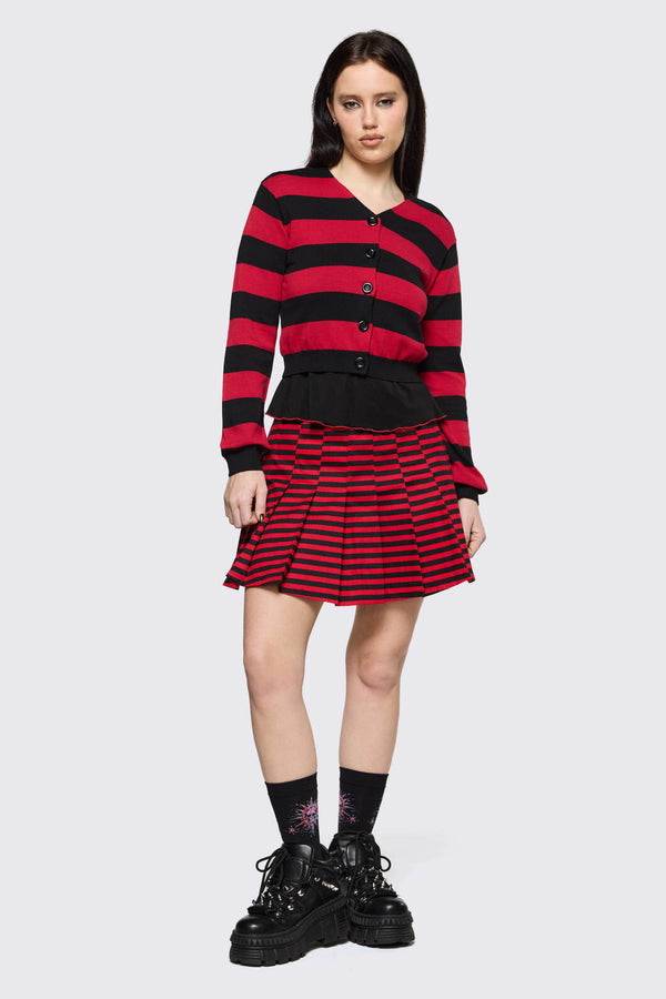 Black Friday - Trad Emo Big Stripe Cardigan - black-red