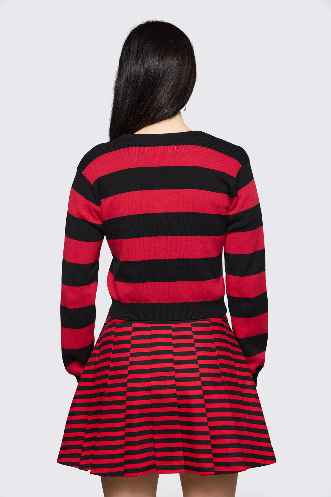 Black Friday - Trad Emo Big Stripe Cardigan - black-red