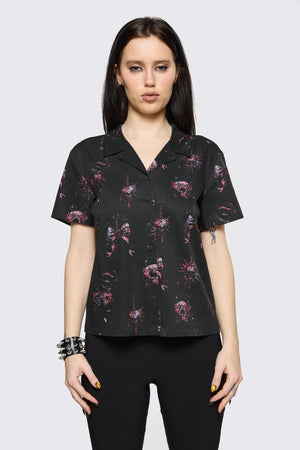 Black Friday - Trad Emo Skull Artwork Blouse - black