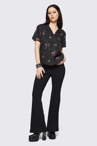 Black Friday - Trad Emo Skull Artwork Blouse - black