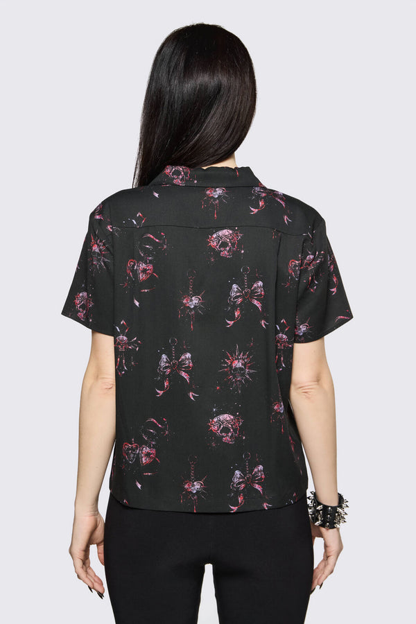 Black Friday - Trad Emo Skull Artwork Blouse - black