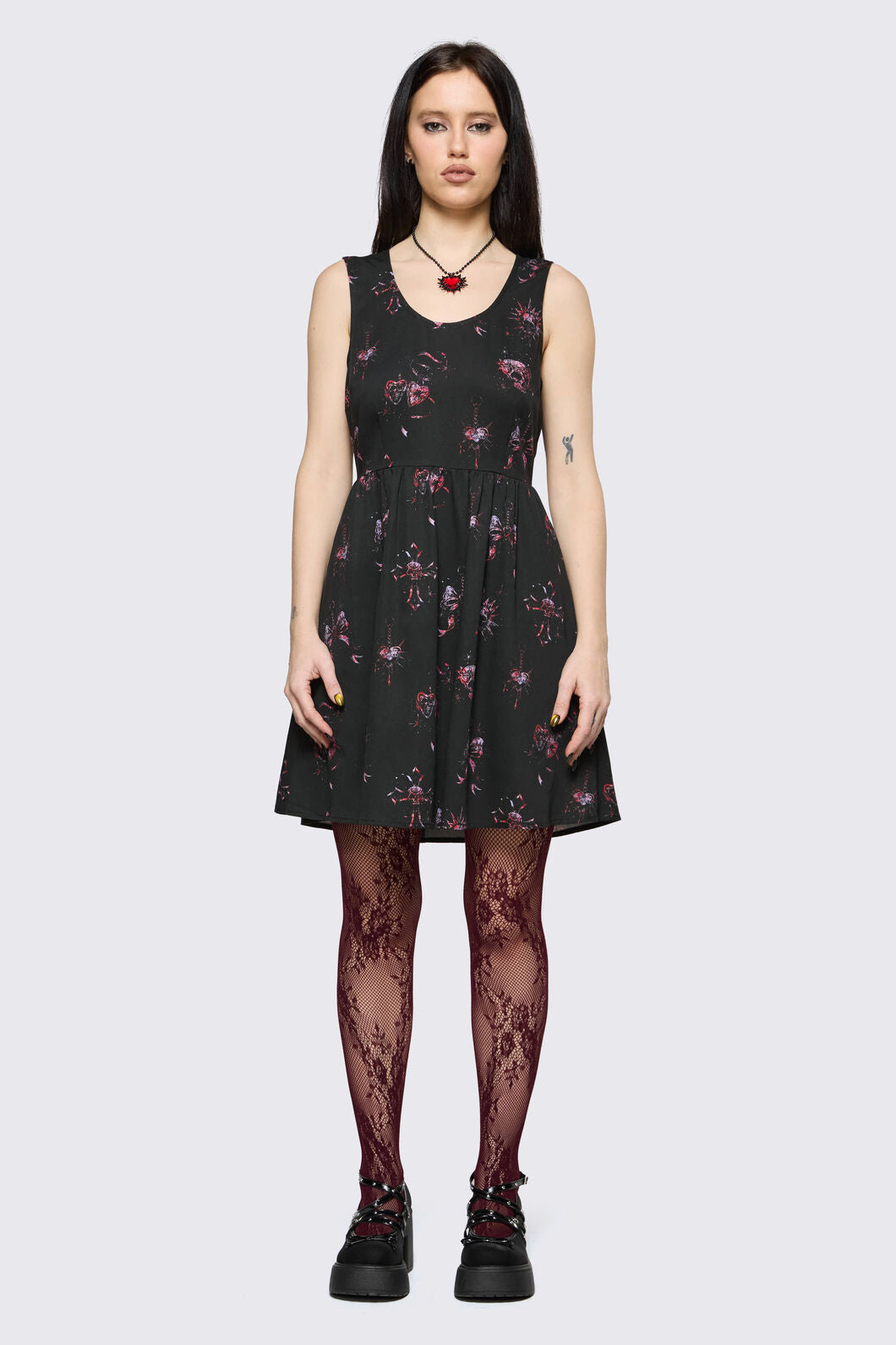 Black Friday - Trad Emo Skull Artwork Dress - black