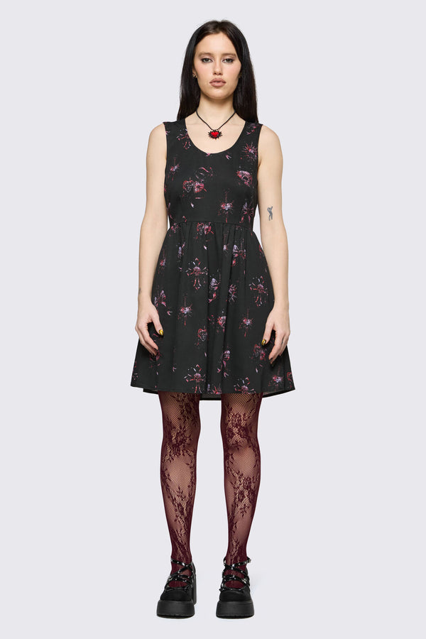 Black Friday - Trad Emo Skull Artwork Dress - black