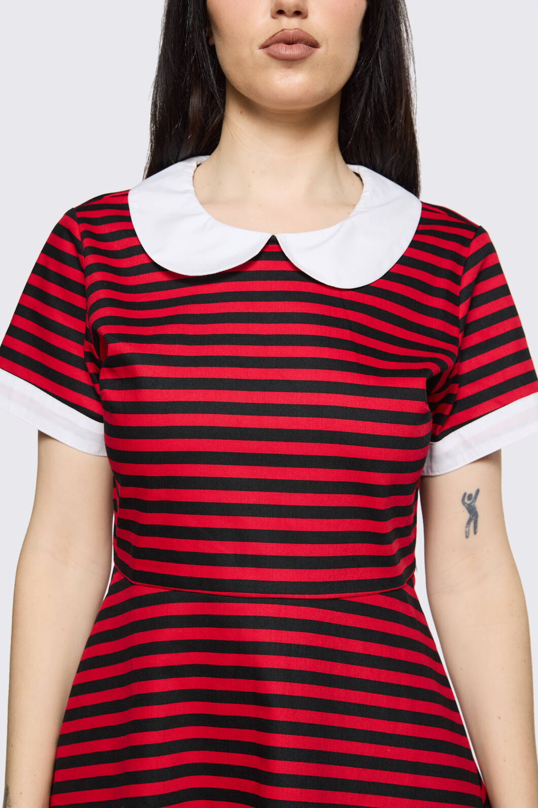 Black Friday - Trad Emo Stripe Skater Dress - black-red