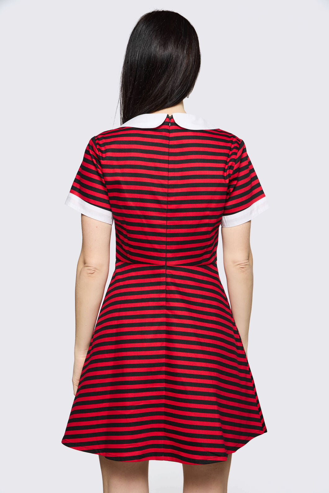 Black Friday - Trad Emo Stripe Skater Dress - black-red