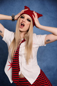Black Friday - Trad Emo Tie Fitted Blouse - off-white