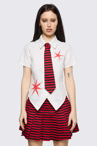 Black Friday - Trad Emo Tie Fitted Blouse - off-white