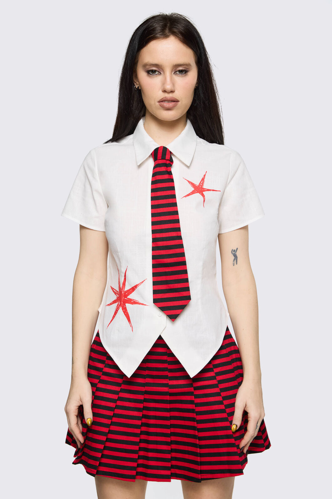 Black Friday - Trad Emo Tie Fitted Blouse - off-white