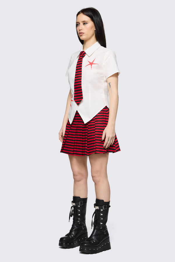 Black Friday - Trad Emo Tie Fitted Blouse - off-white