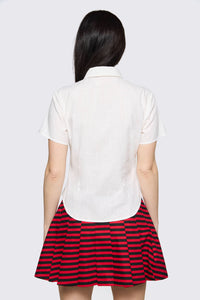 Black Friday - Trad Emo Tie Fitted Blouse - off-white
